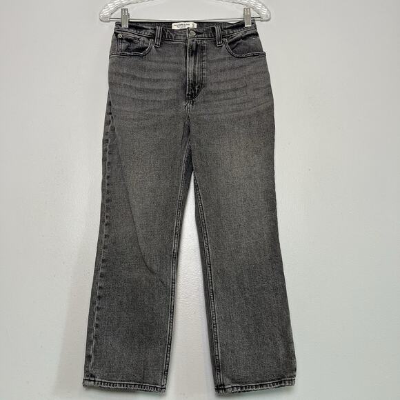 Abercrombie & Fitch Womens Ankle Straight Ultra High Rise Jeans Sz 27/4 Charcoal - Picture 1 of 9